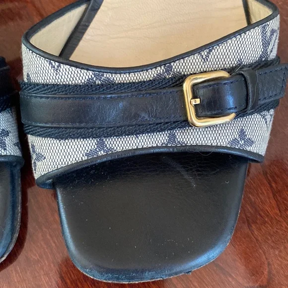 Louis Vuitton Vintage Dark Blue Monogram Mini Lin Sandal Size 35.5 - Picture 11 of 16